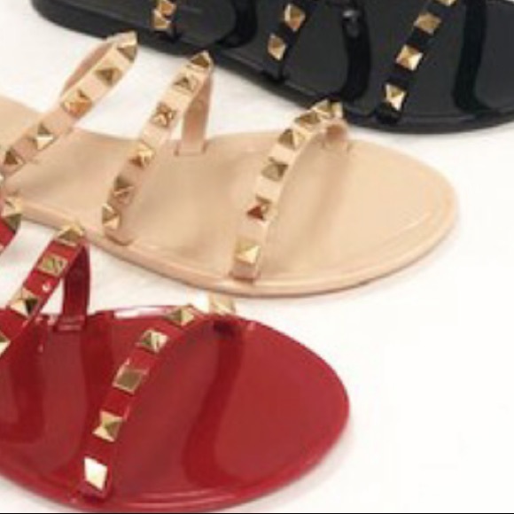 Studded Nude Jelly Sandals - Picture 3 of 10